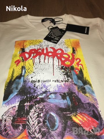 DSQUARED блуза, с щампа, бяла, размер: S , снимка 6 - Блузи - 42552466