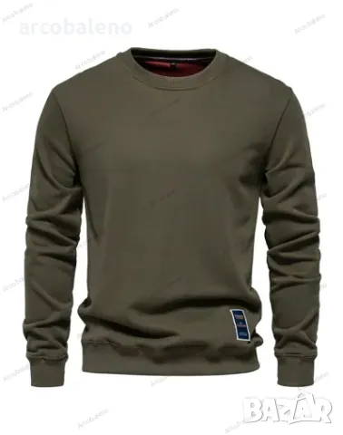 Мъжки свободен едноцветен ежедневен суичър с кръгло деколте, 8цвята , снимка 2 - Суичъри - 48002884