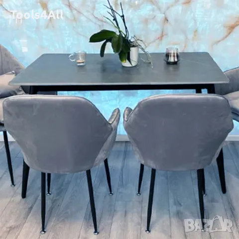 Комплект трапезна маса с 4 стола, снимка 2 - Маси - 48581127