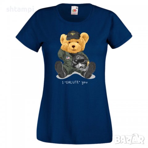 Дамска тениска bear I SALUTE you,Мече,Меченце,Животно, Играчка,Изненада,Подарък,Повод,, снимка 3 - Тениски - 37291816