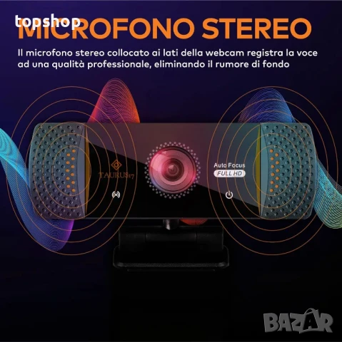 НОВА TAURUS17- Уеб камера за компютър, с автоматичен фокус, стерео микрофон, USB 2.0 Full HD..., снимка 3 - Камери - 50552448