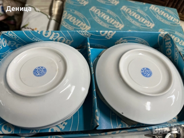 Видински костен порцелан За късо кафенце—90 мл 6 сета в оригинална кутия, сребърен кант , снимка 7 - Сервизи - 52150786