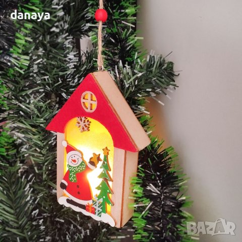 4133 Светеща коледна играчка за елха Къщичка със Снежко, снимка 2 - Декорация за дома - 42789262