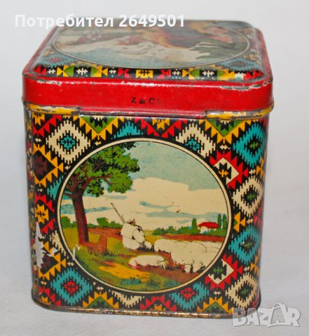 Старинна ламаринена кутия от Царско време., снимка 2 - Антикварни и старинни предмети - 39618859