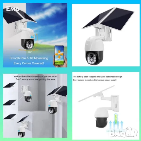 Комплект камера за видеонаблюдение с двоен соларен панел - VC8PT-W