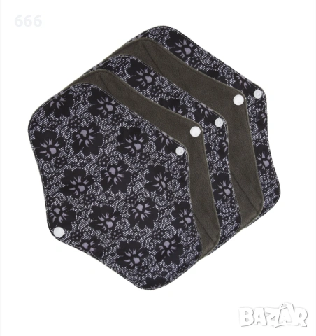 Комплект от 5 менструални превръзки за многократна употреба, 18x25 см, изработени от платно и бамбук