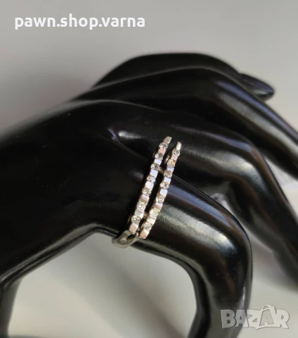 Нов сребърен пръстен 925 с фианити – родиран, 3,60 г, размер 18,5 мм, снимка 5 - Пръстени - 51408372