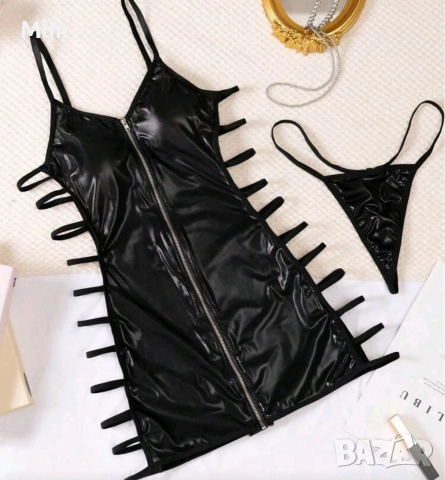 3XL Черна еластична предизвиквателна рокля и прашка , снимка 7 - Рокли - 52901478