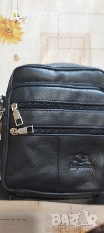Продавам черна мъжка чанта от 100 процента естествена кожа 