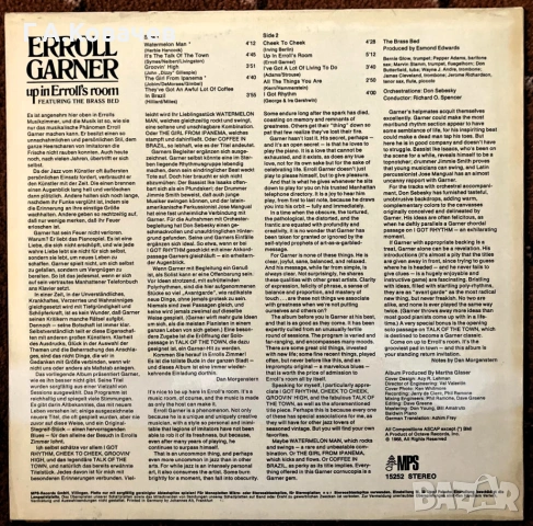 Грамофонна плоча ERROLL GARNER up in Erroll's room 1968, снимка 2 - Грамофонни плочи - 54096947