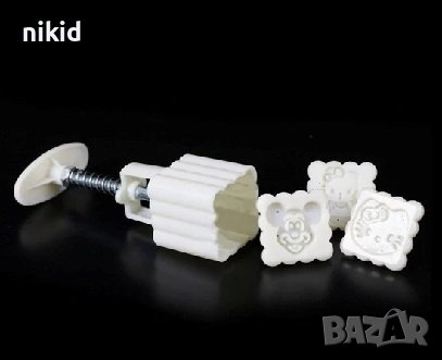 3 бр Мечо Пух Мики Маус Коте Кити kitty пластмасови форми с бутало печат лунни сладки тесто фондан