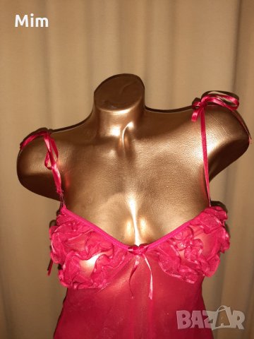  S/M Ярко червена нощница с къдрички , снимка 2 - Нощници - 34377070