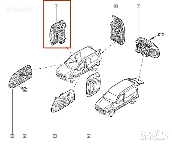Външна дръжка за дясна плазгаща врата, Renault, Kangoo I, Черен, снимка 3 - Части - 56141394