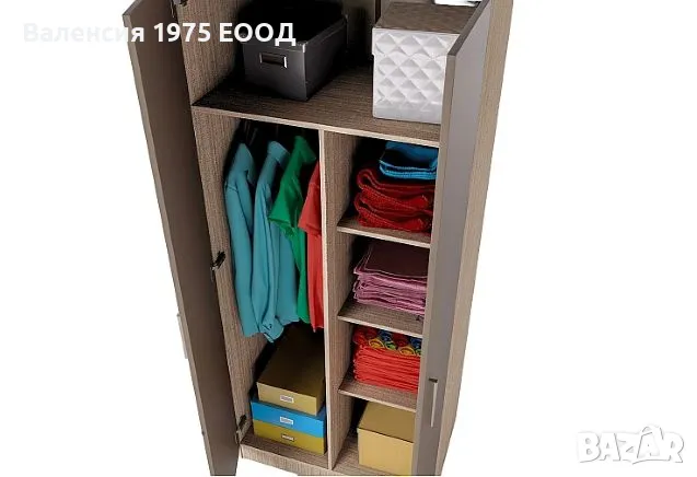 Двукрил гардероб Сити 1007 дъб артисан или комбинация мока/ лате, снимка 9 - Гардероби - 47361275