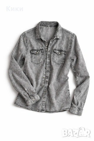 Сива риза тип дънкова 