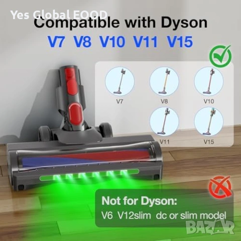 Мека четка за Dyson V7 V8 V10 V11 V15 с LED, снимка 2 - Друга електроника - 54134976