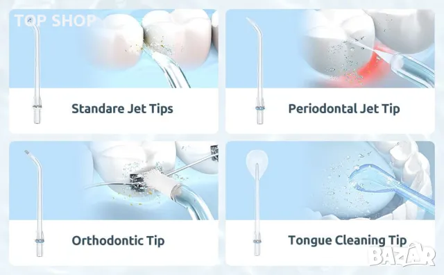 SYNHOPE Преносим зъбен душ/флосер за почистване на зъби/Телескопичен резервоар за вода/3 режима/IPX7, снимка 4 - Тримери - 49308718