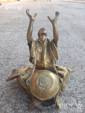 бронзова статуетка масив африкански музикант   19/1, снимка 2 - Статуетки - 44156520