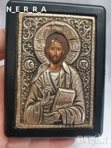 Гръцка икона със сребро, снимка 4 - Икони - 52616484