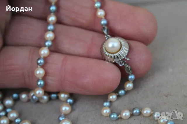 Дамско колие с естествени перли и със закопчалка от бяло  злато, снимка 12 - Колиета, медальони, синджири - 48728747