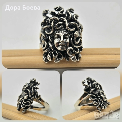 Сребърен пръстен: "Горгона", снимка 3 - Пръстени - 52448284