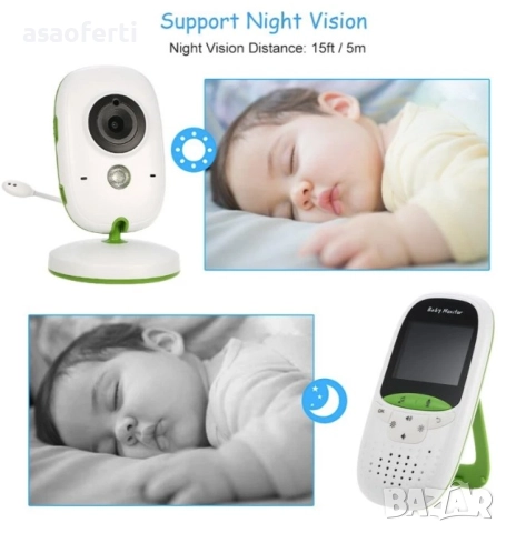 👶 Бебефон VB602 с Камера, Цветен 2" Екран, Двупосочно Аудио и Термометър, снимка 4 - Бебефони - 52552884