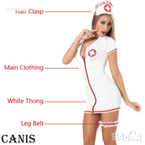 Еротично бельо - Секси костюм на медицинска сестра - Код 1250, снимка 4 - Бельо - 54187296