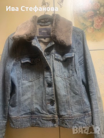   Класически  модел с кожена яка Дънково дънкено сафари Mexx , снимка 2 - Якета - 30668608