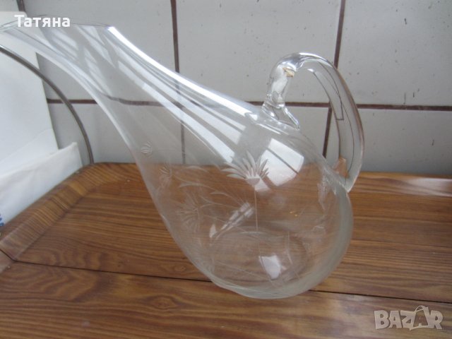 СЪД ЗА НАЛИВАНЕ НА ВИНО / ДЕКАНТЕР /И ЧАШИ  ЗА РАКИЯ  КРИСТАЛНИ -МНОГО СТАРИ, снимка 5 - Прибори за хранене, готвене и сервиране - 31360570