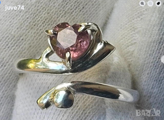 СРЕБЪРЕН ПРЪСТЕН С ЕСТЕСТВЕН РОЗОВ ЦИРКОН   ОТ КАМБОДЖА