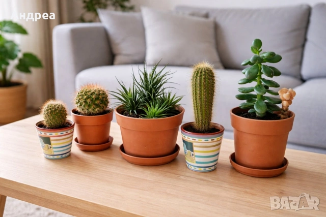 Сукуленти и кактуси в саксии – комплект декоративни растения