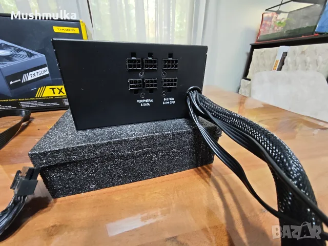 Продавам компютърно захранване Corsair TX750M – 750W, 80 PLUS Gold (Пълен комплект), снимка 4 - Захранвания и кутии - 56243357