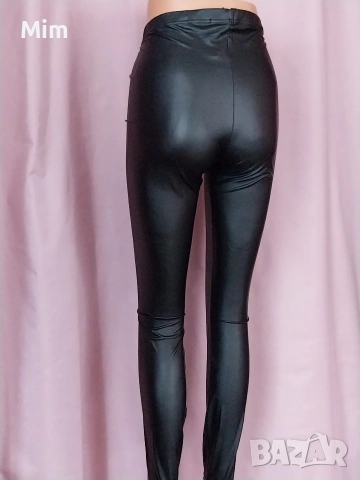 Черни ,еластични клинове еко кожа , снимка 7 - Клинове - 53240332