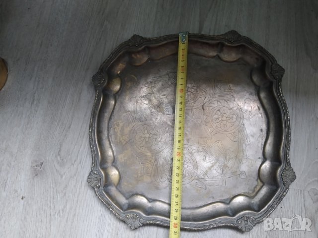 посребрен месингов поднос арт деко, снимка 2 - Други ценни предмети - 40217744