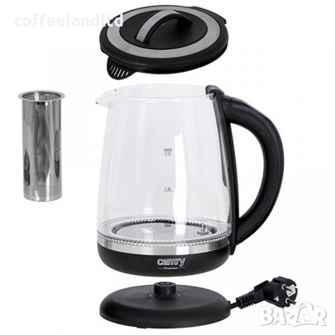  Стъклена ел. кана за вода 2,0 л.- с температурен контрол и кошничка за варене на чай  CR 1290, снимка 12 - Кани - 31416217