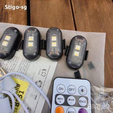 Чисто нов комплект 6 бр. безжични LED строб светлини с дистанционно, снимка 2 - Аксесоари и консумативи - 55978337