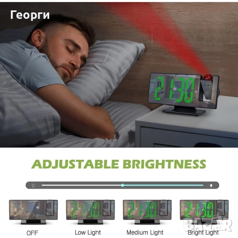 Нов дигитален LED будилник с огледало, с възможна проекция на таван или стена, снимка 4 - Други - 51743147