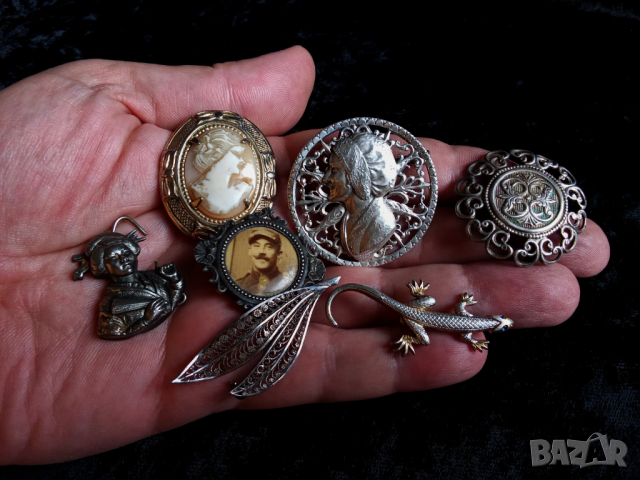 Стари брошки позлатени и посребрени, снимка 10 - Антикварни и старинни предмети - 44688532