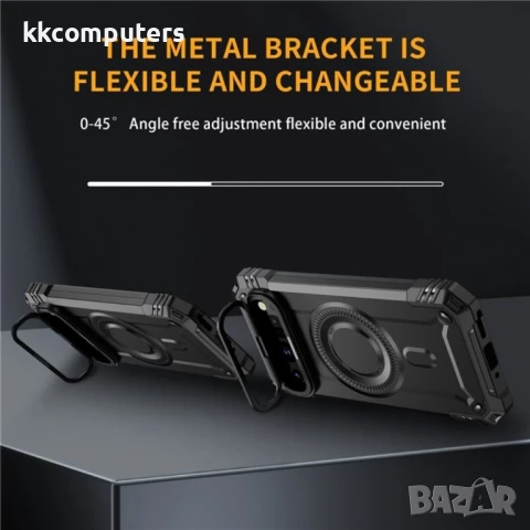Google Pixel 9 Pro / Pixel 9 Magnetic Case Lens /Kickstand PC + TPU Удароустойчив Ring Holder2 Калъф, снимка 9 - Калъфи, кейсове - 51122629