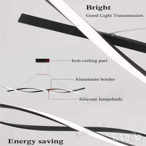 Модерна лед LED висяща лампа Димируема кухненска Висяща дистанционно, снимка 4 - Лампи за таван - 48970506
