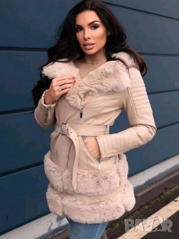 кожено яке с пух 