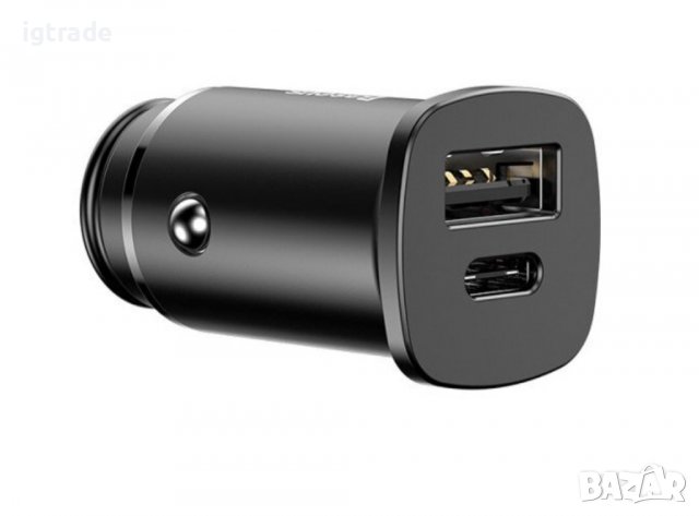 Baseus BS-C15C 30W зарядно за кола USB QC4.0+ и  USB-C PD 3.0 , снимка 2 - Аксесоари и консумативи - 39302188