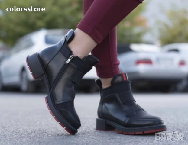 Равни боти - черна кожа - 2317-R232, снимка 2 - Дамски боти - 38128736