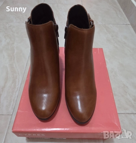 Кафяви боти на ток естествена кожа, снимка 4 - Дамски боти - 52264915
