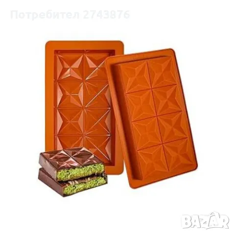 Силиконова форма за дубайски шоколад, Кафява, Д 25 Х Ш 15 х В 2 см , снимка 2 - Съдове за готвене - 49193593
