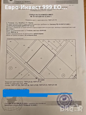 Парцел-УПИ-9680 кв.м-с.Тънково-общ.Несебър