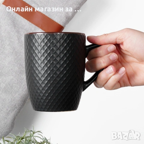 Комплект от 4 чаши с капацитет 400мл, черни 139673, снимка 6 - Прибори за хранене, готвене и сервиране - 53230761