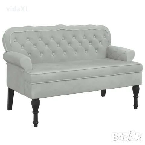 vidaXL Пейка с облегалка, светло сива, 119,5x64,5x75 см, кадифе