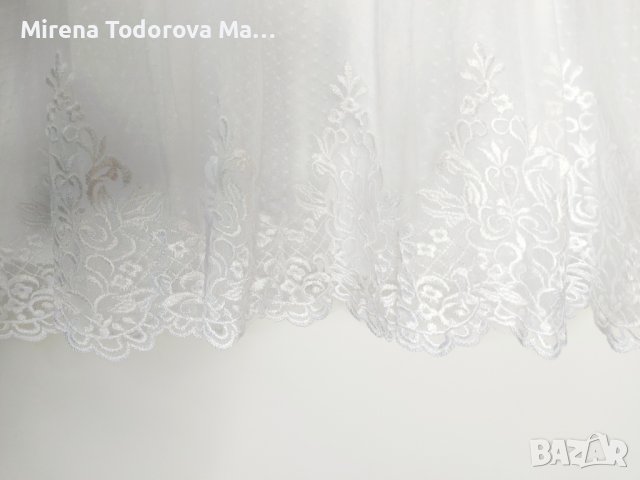 Сватбена рокля от тюл с А-силует илюзия до коляното с лъка(и), снимка 8 - Сватбени рокли - 36687033