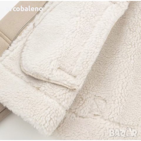 Дамско кожено двустранно яке с цип с цветен блок и топло свободно палто с ревер, снимка 14 - Якета - 44308433